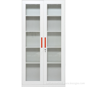 Steel file cabinet with glass door